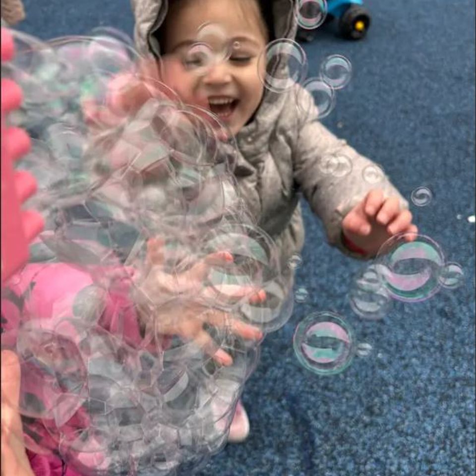 Bubbles fun at precious kids of merick too