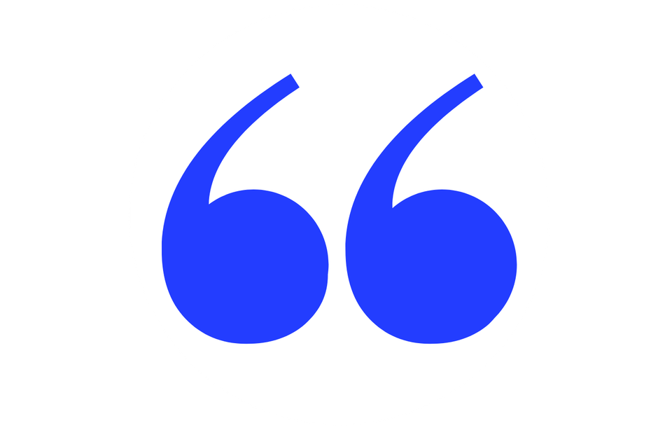 Quotation marks in neon blue
