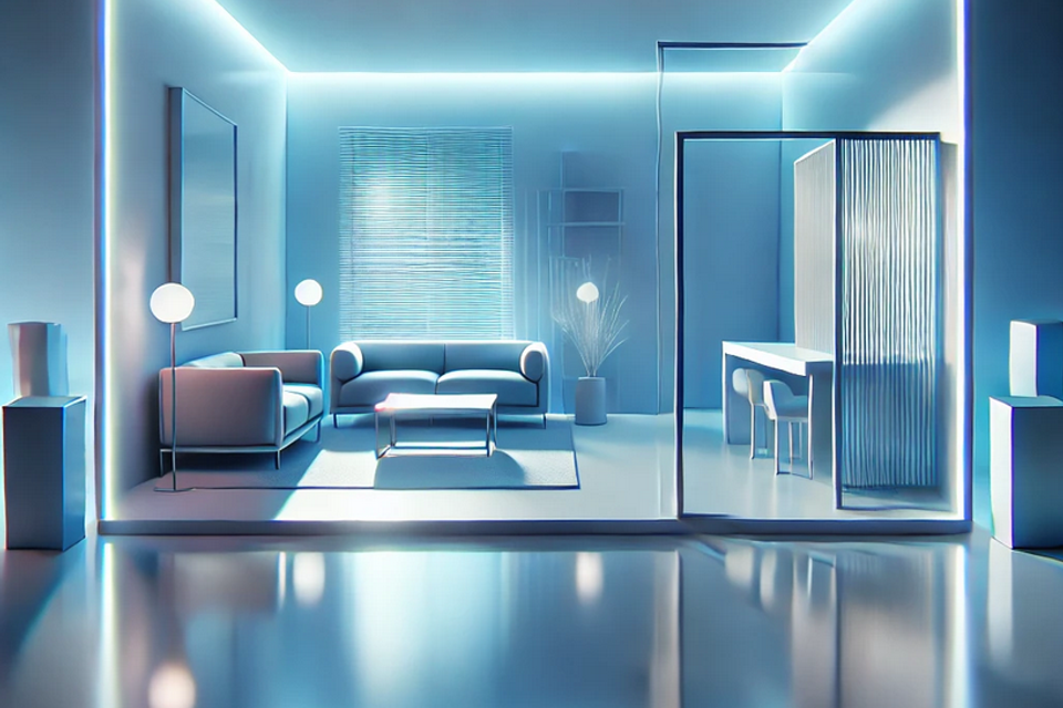 Self cleaning bluelight rooms