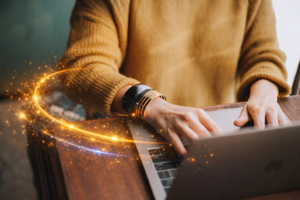 Golden sparkles above the keyboard