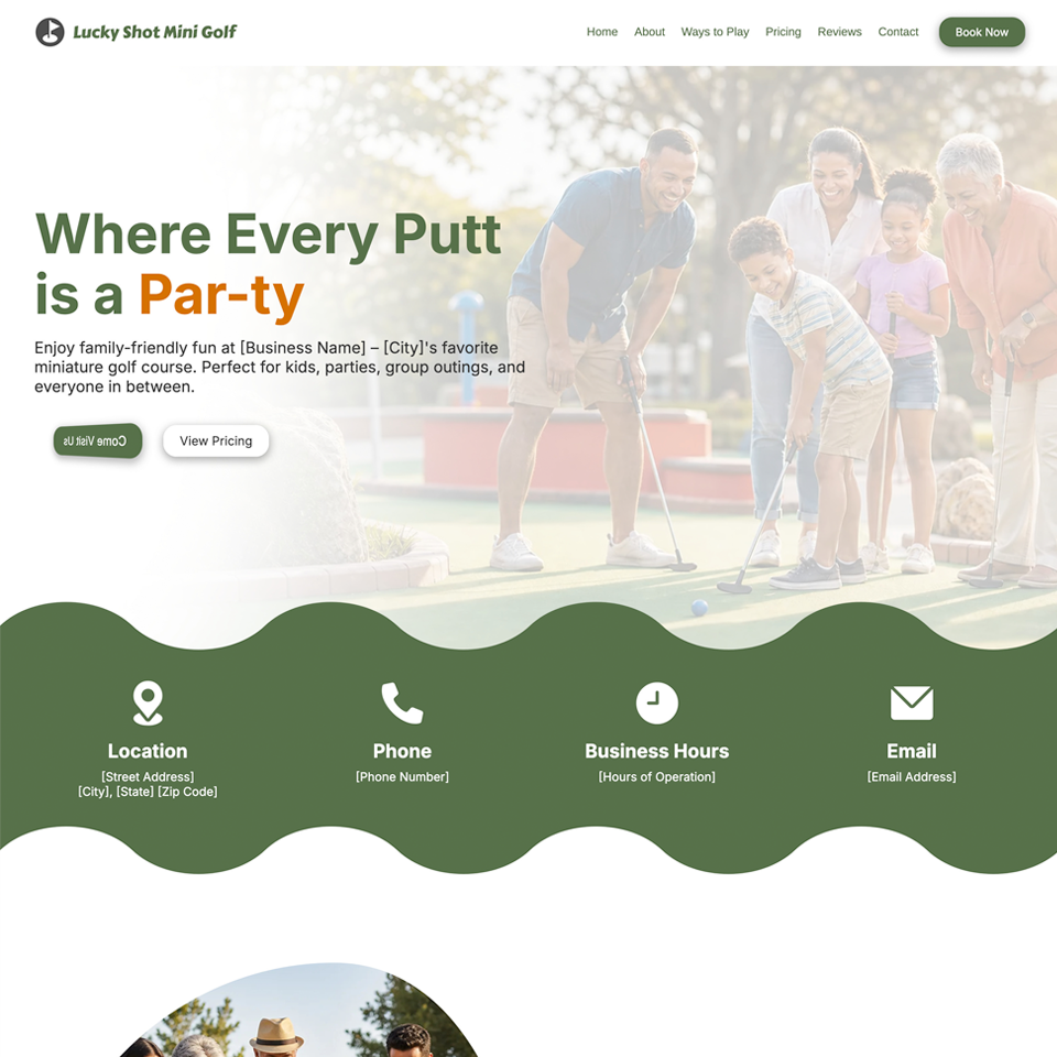 Mini golf website design theme