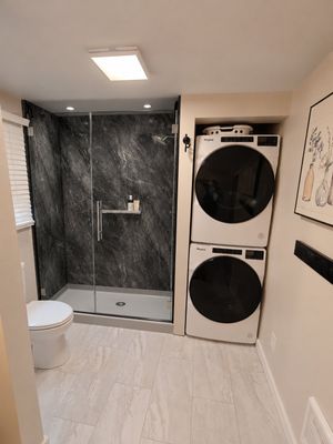 Bestbath shower black marble walls glass door