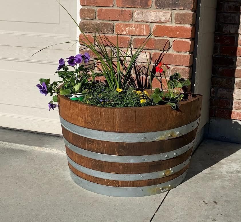 Custom whiskey barrel planters in boie id