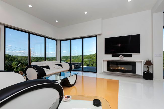 Symphony house colored epoxy floor in living