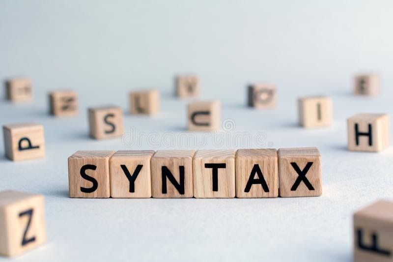 Syntax word wooden blocks letters syntax word wooden blocks letters grammatical arrangement concept random 158362877