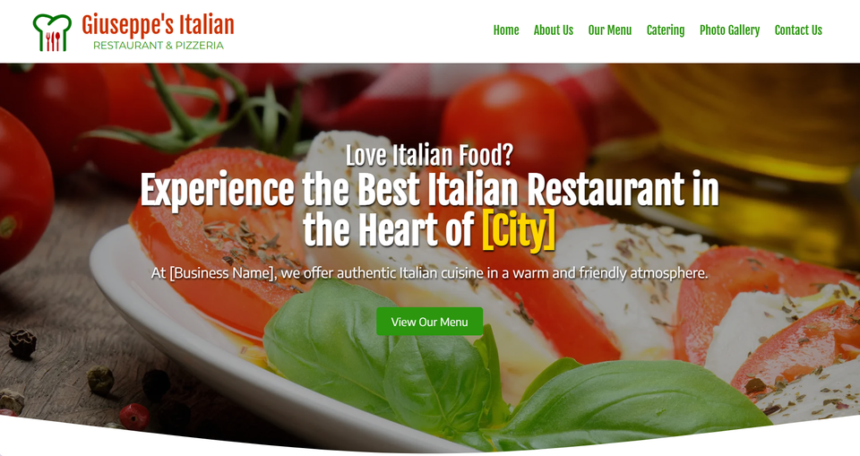 Italian restaurant website example
