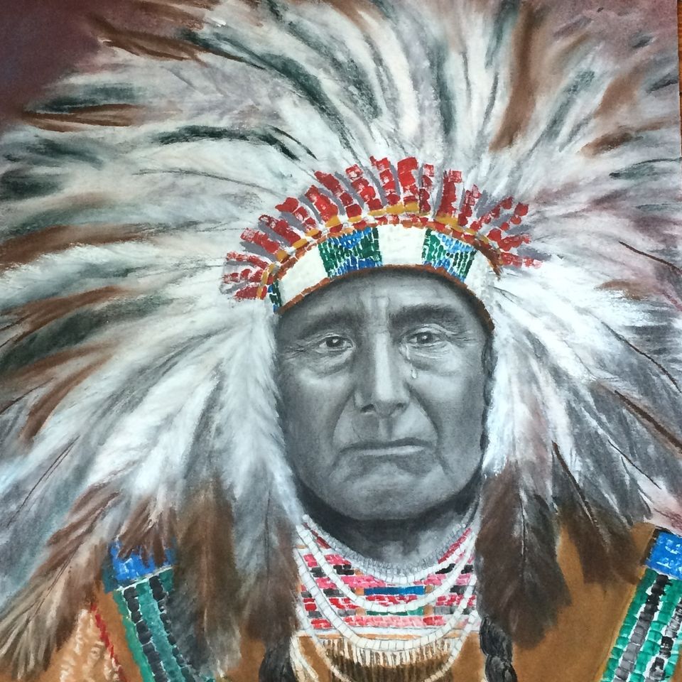 Chief Joseph - Charcoal and Pastel (16"x30")