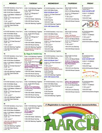 Senior march calendar 2026