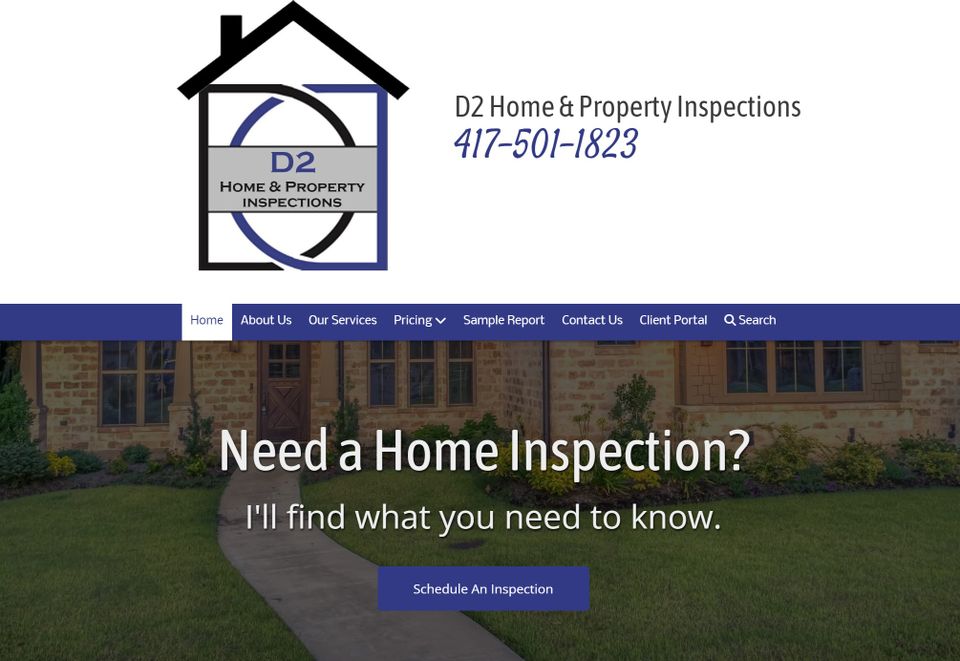 D2 home and property inspections home page snip