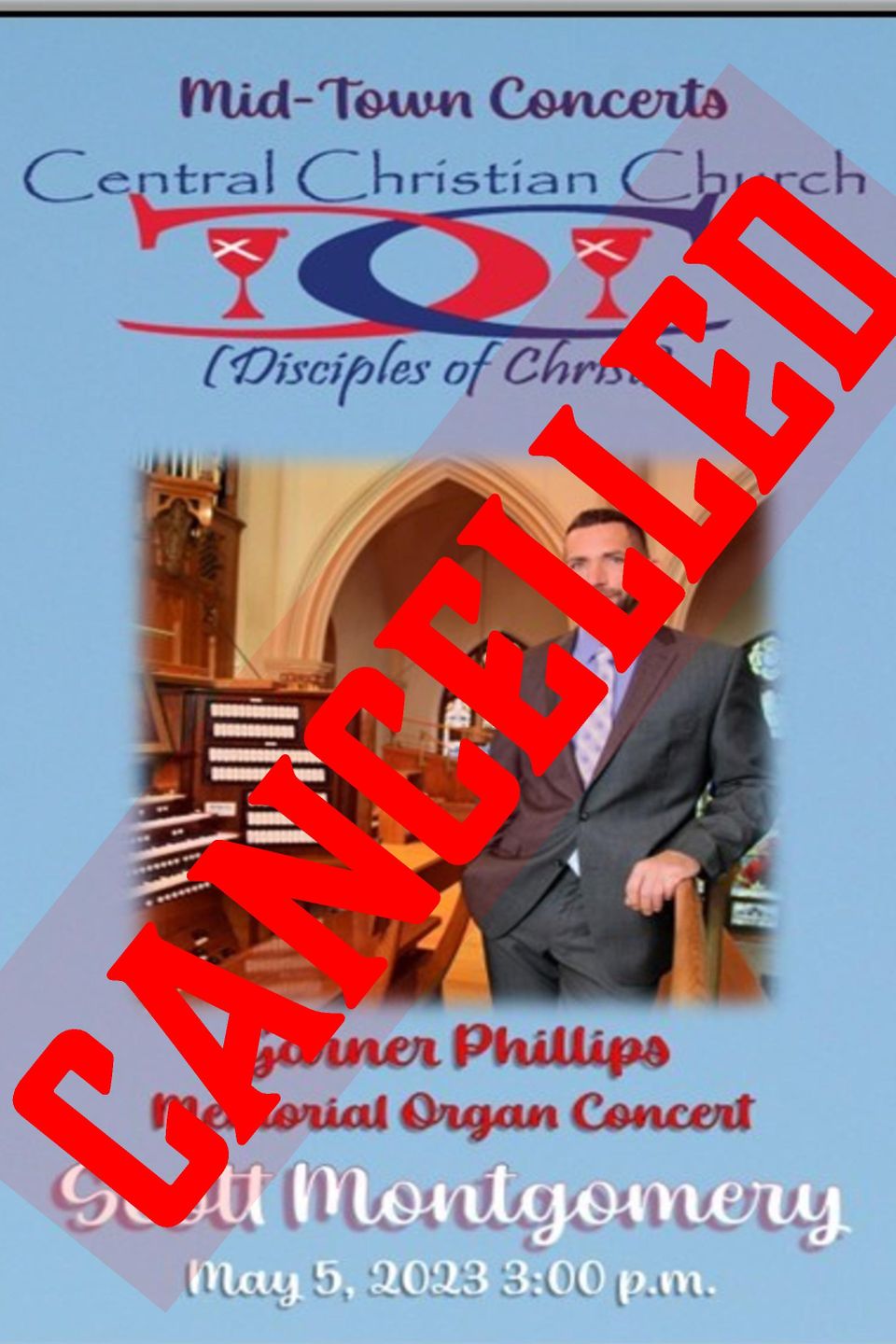 5   may organ concert cancelled