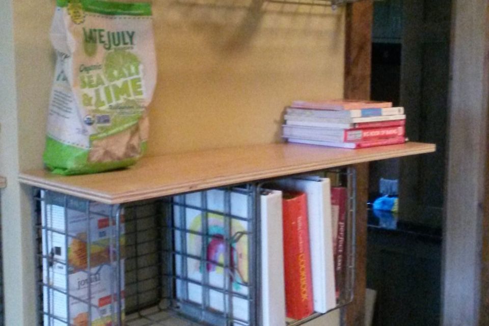 Milk crates turned into pantry 2019