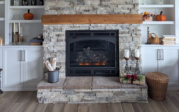 Fireplace for services section