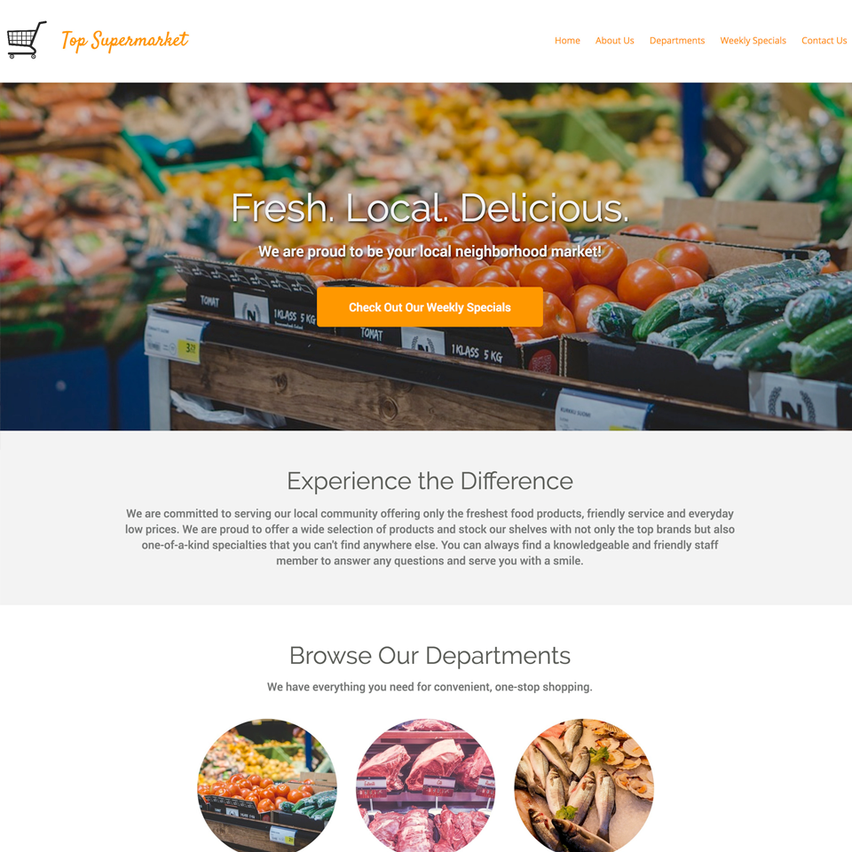 Supermarket website design theme