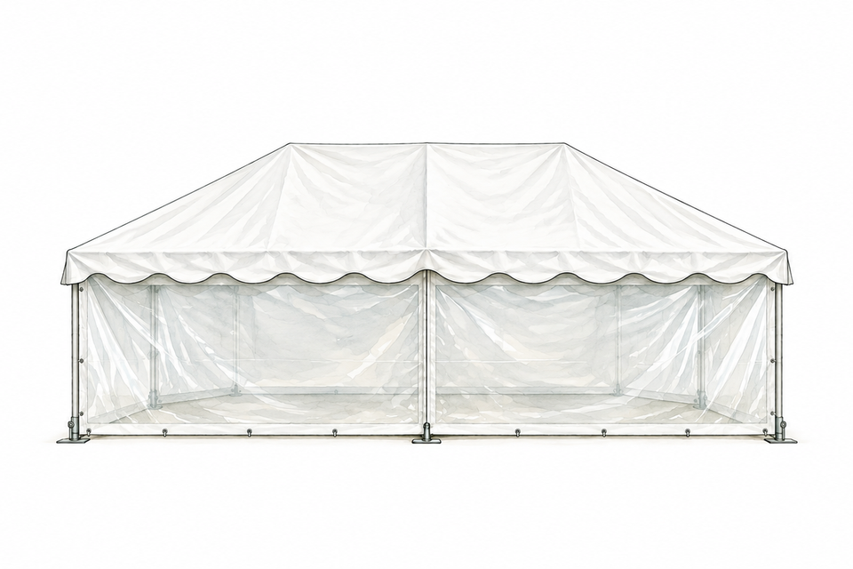 Architectural watercolor event tent