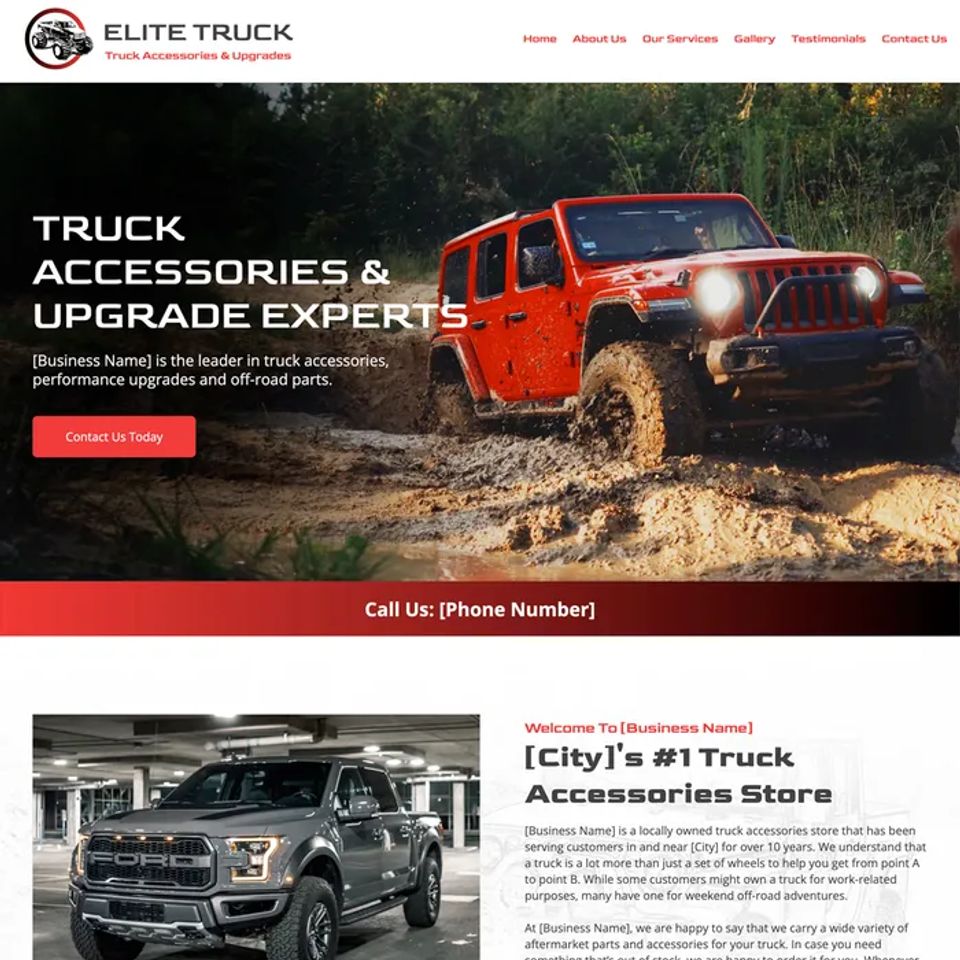 Truck accessories store website design original