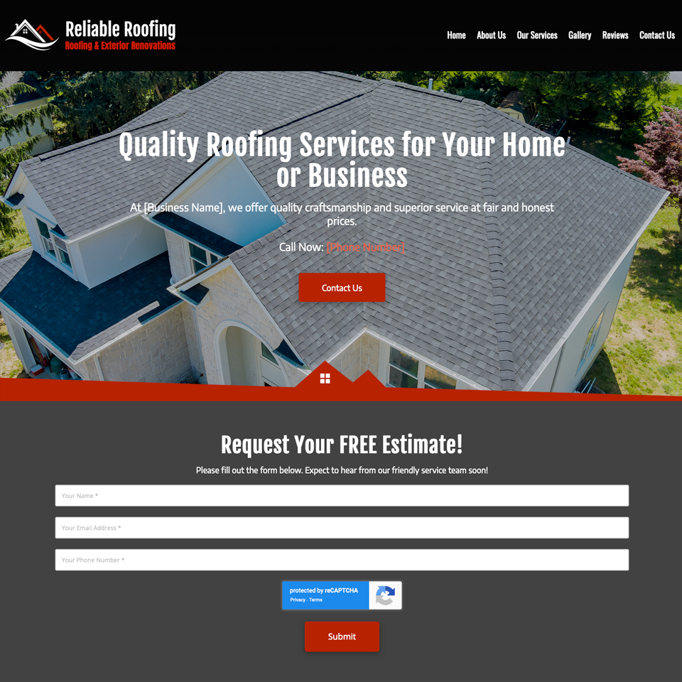 Roofing company website design theme