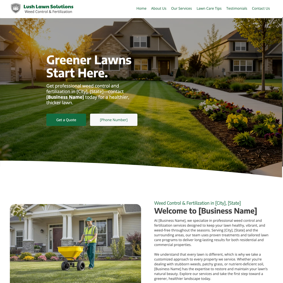 Weed control website design theme
