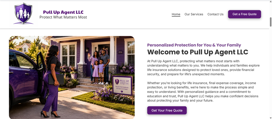 Pull Up Agent LLC website concept by Pixeloft Creative