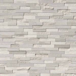 White oak multi finish stacked stone panels