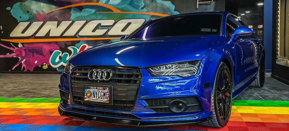 ceramic coating on Blue Audi