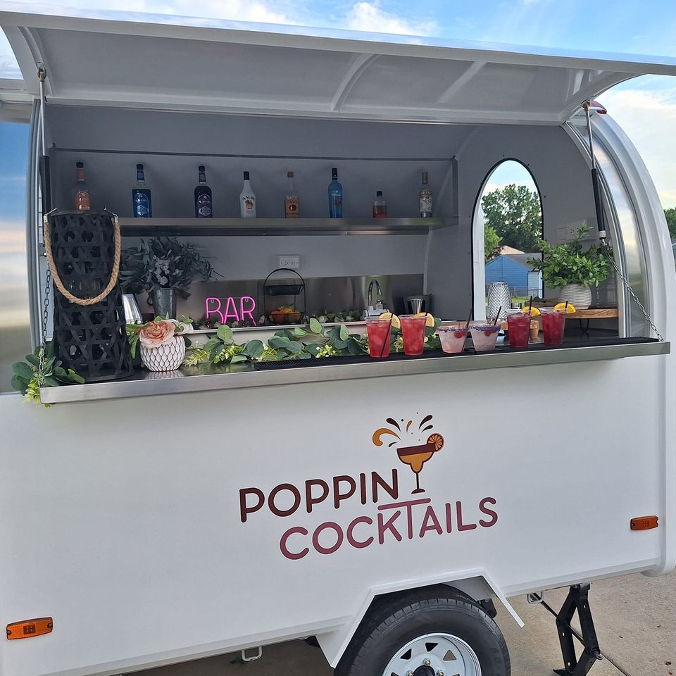 Poppin Cocktails Mobile Bar trailer setup