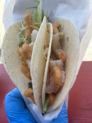 Catch of the day tacos with shrimp