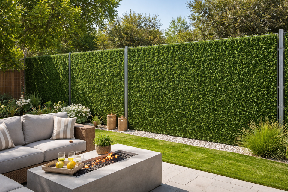 privacy grass fence installation