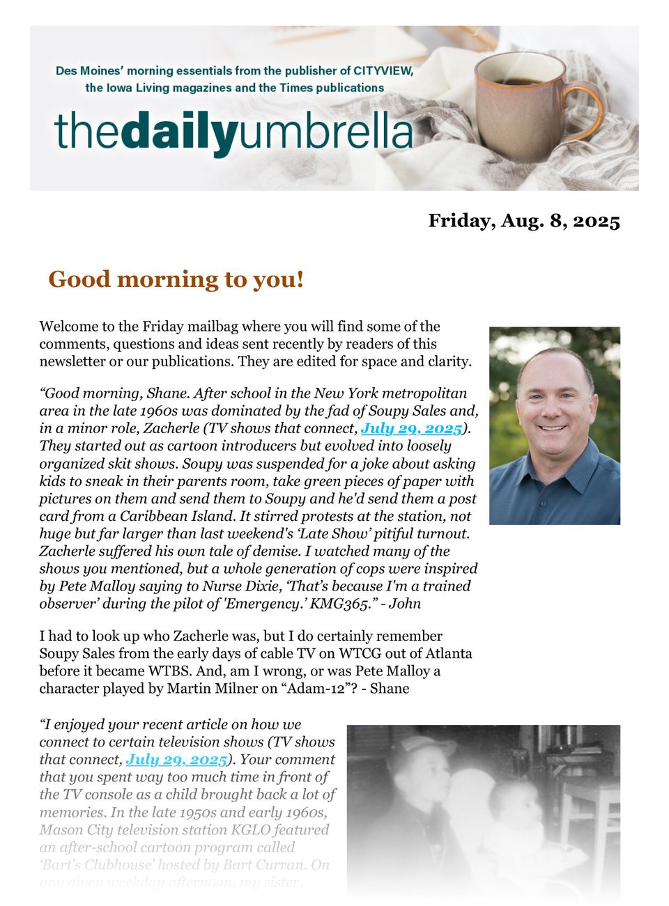 Aug. 8 daily umbrella  child endangerment arrest made in grimes  diet cokagne  too much ice cream  1