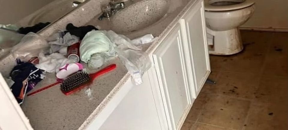 C&M Cleaning Services - Dirty vanity and bathroom before cleaning