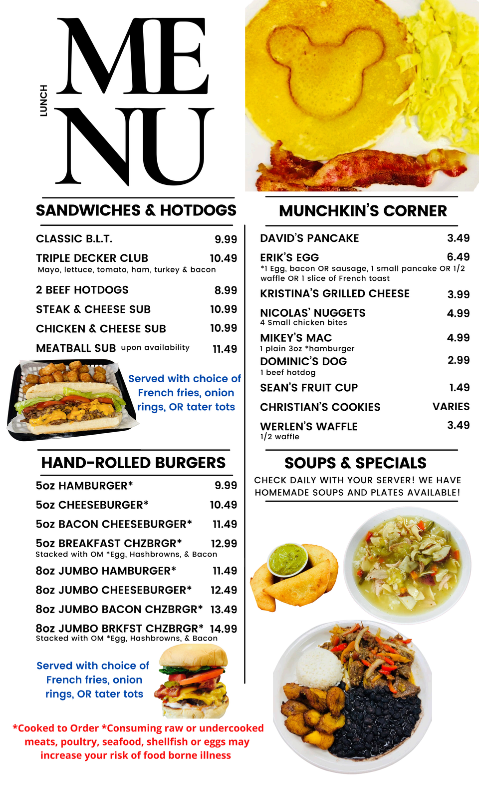 Lunch menu