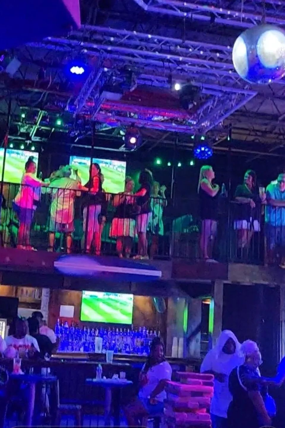 Party at the Beach on Bourbon showing one of the main bars and the upstairs VIP section.