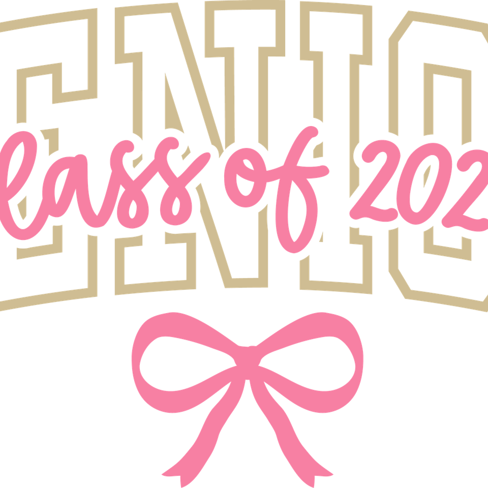 School   senior 2026 bow gold pink