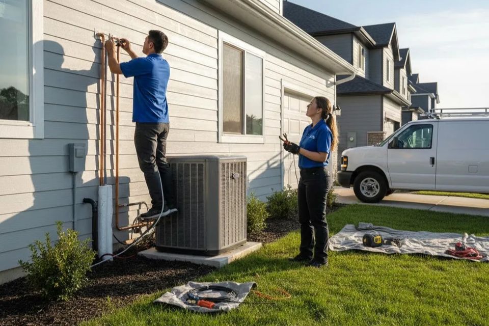 Air conditioning and heating installation