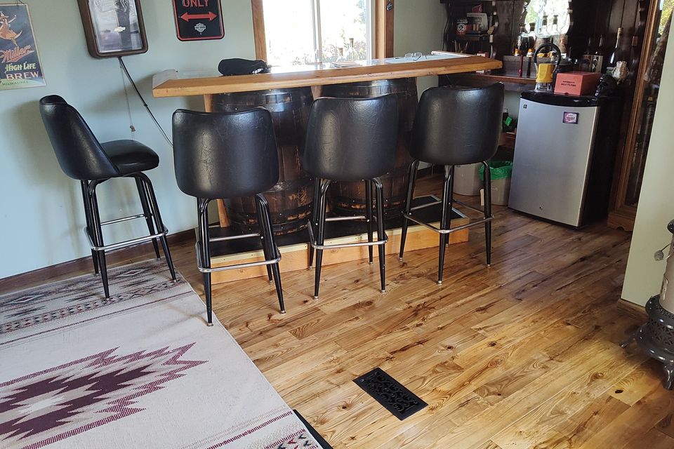 Refinishing flooring in barroom