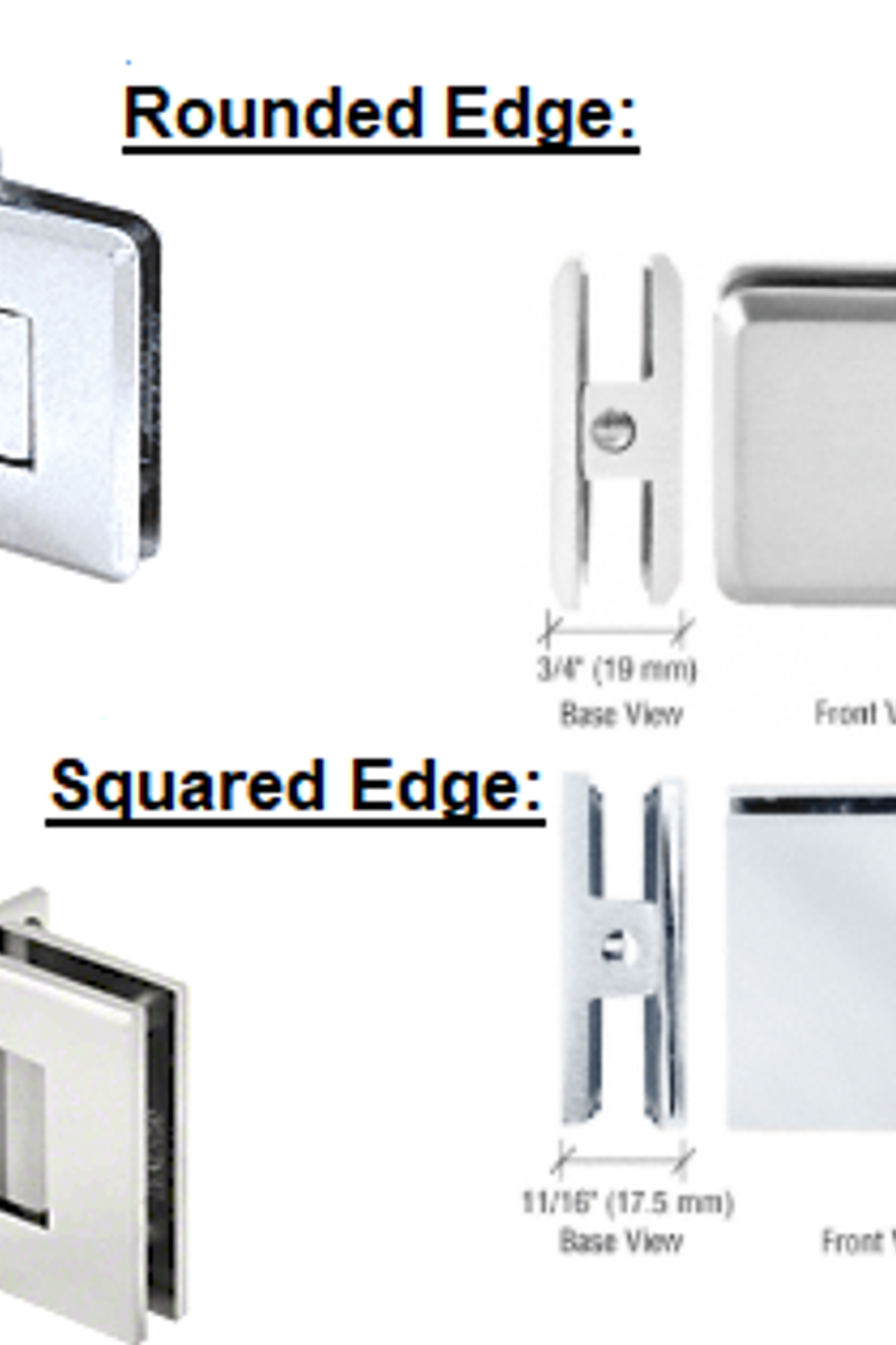 Rounded vs. squared edge shower hardwarenew