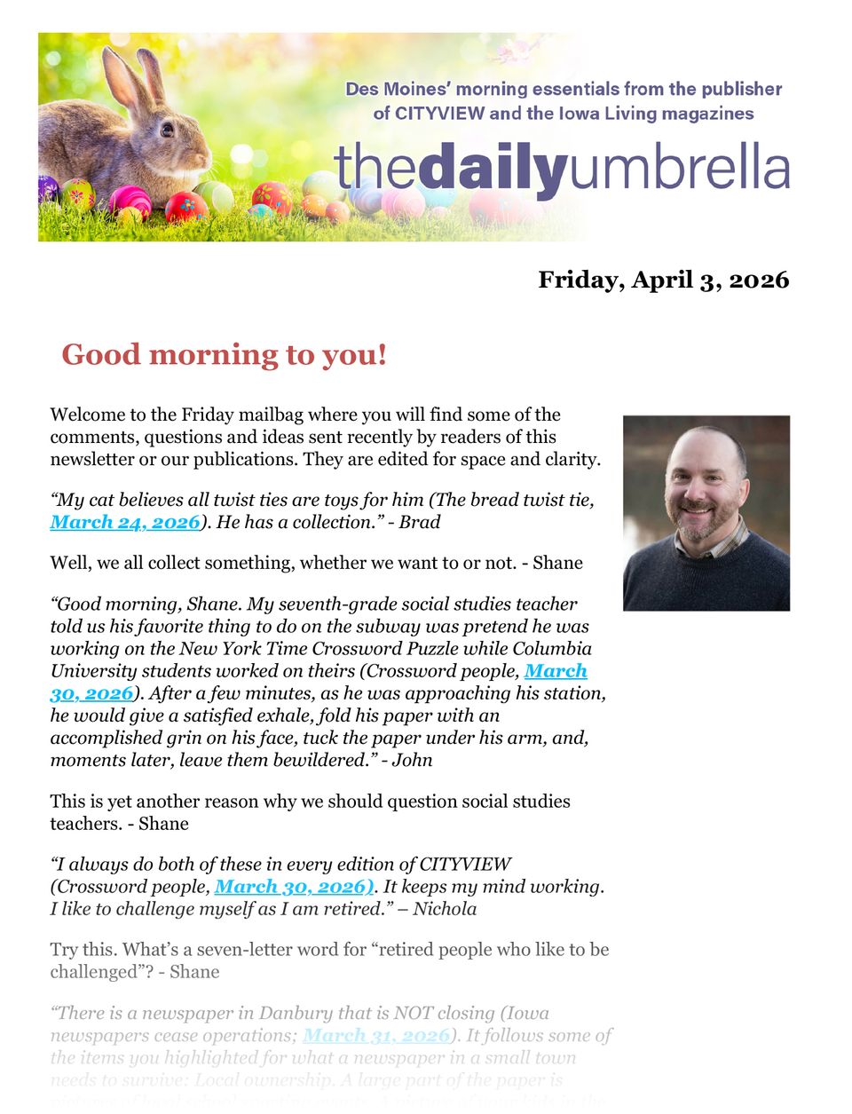 Daily umbrella april 3  audi crooks announces transfer plan  2nd ipers employee misconduct investigation  why was it guy falsely arrested  1