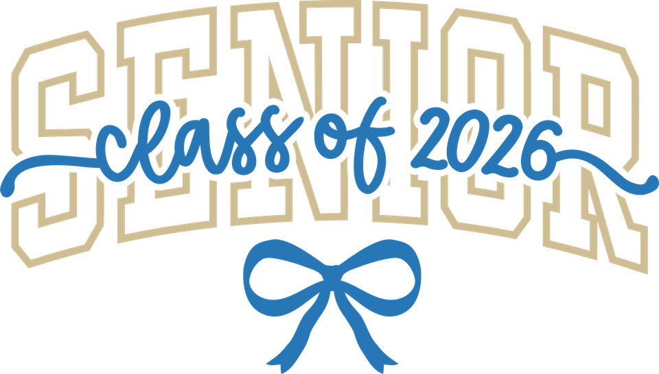 School   senior 2026 bow gold blue