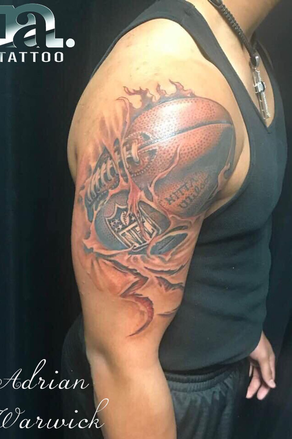 Adrian football through skin (with name)