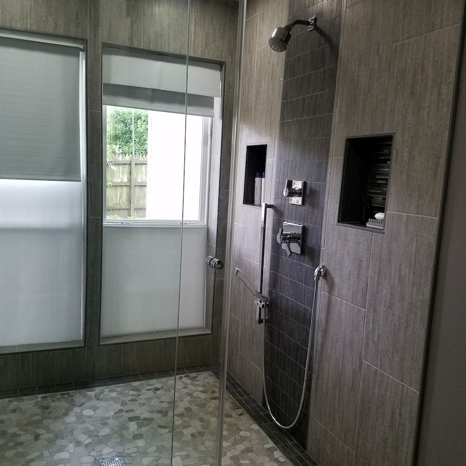 Weathered wood restoration  tulsa oklahoma  custom master bath modern shower remodel complete 5