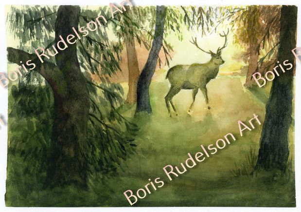 Elk. Watercolor