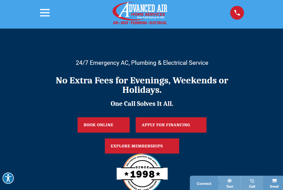 Advanced air home services header can't scroll