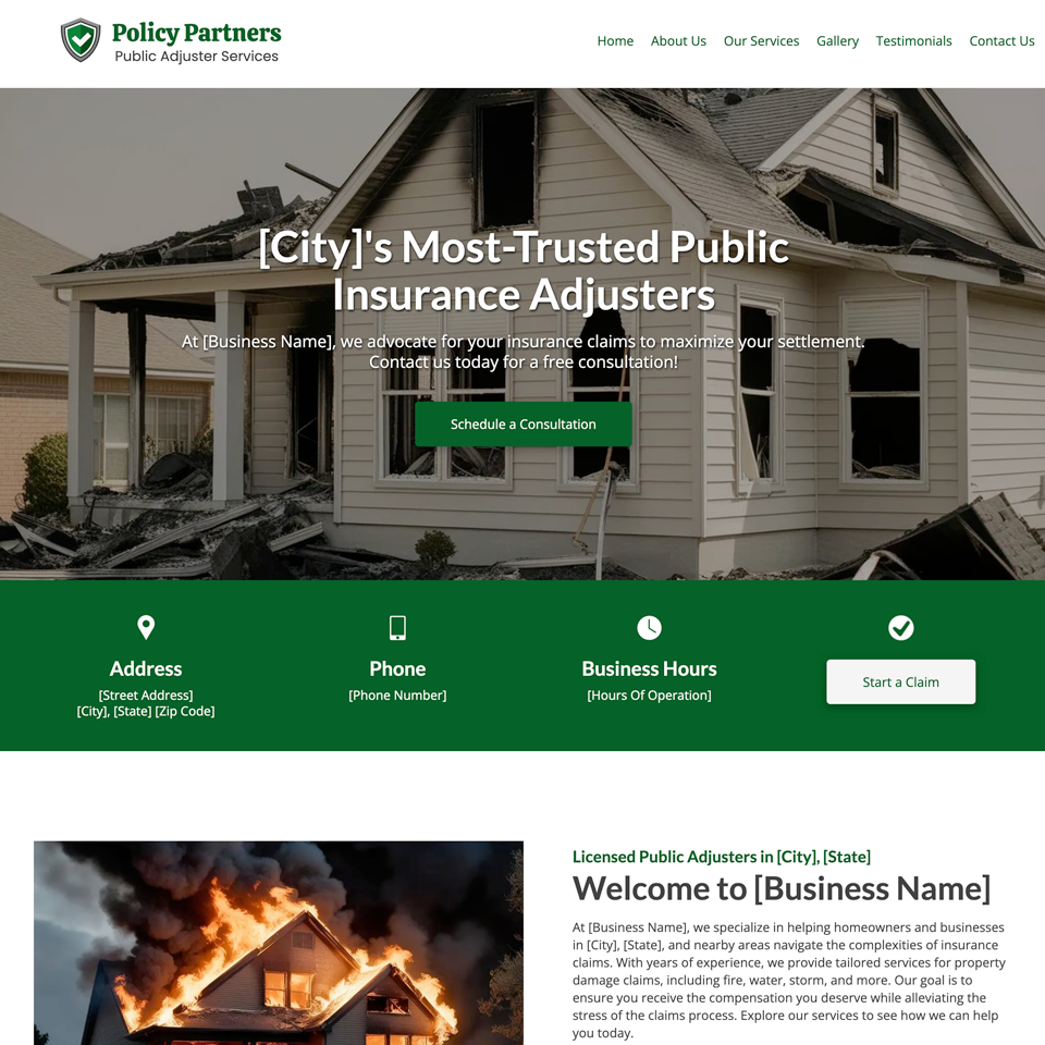 Public insurance adjuster website edsign theme