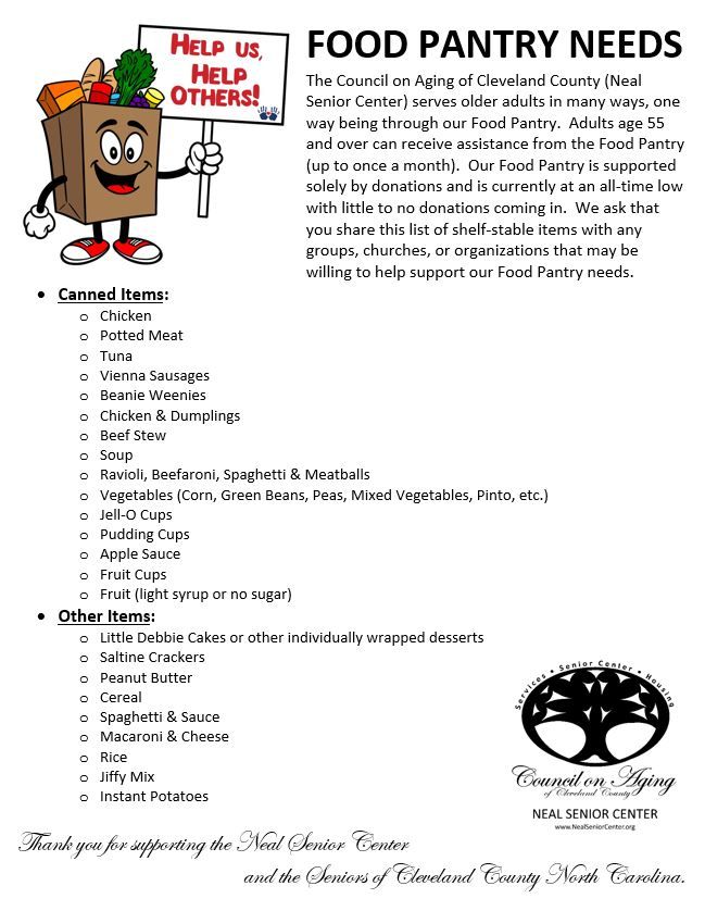 Food pantry needs updated