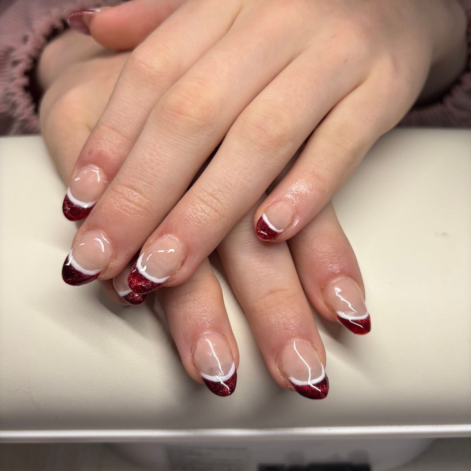 Red french tips manicure
