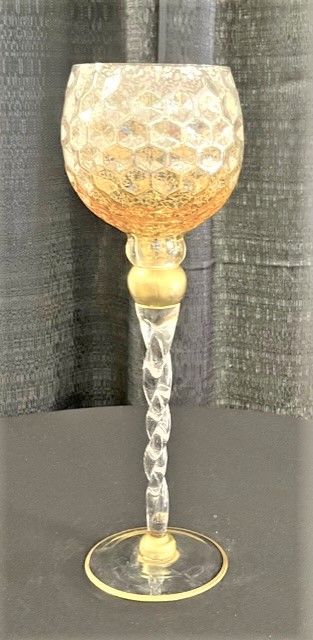 Glass hex candle holder