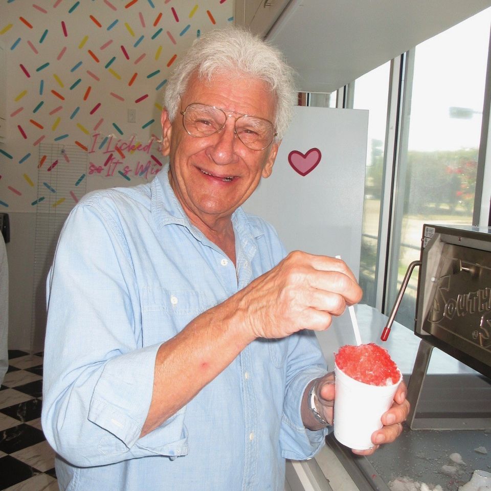 Another happy customer enjoying a snowball