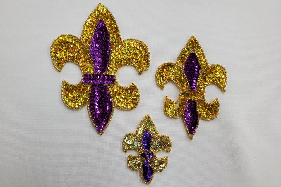 Purple and gold Fleur De Lis Appliqués