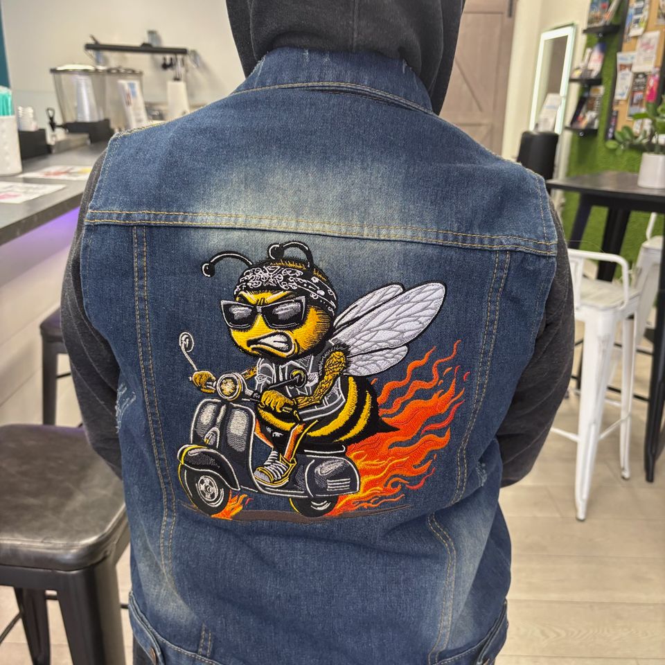 Motorcycle embroidery on jacket