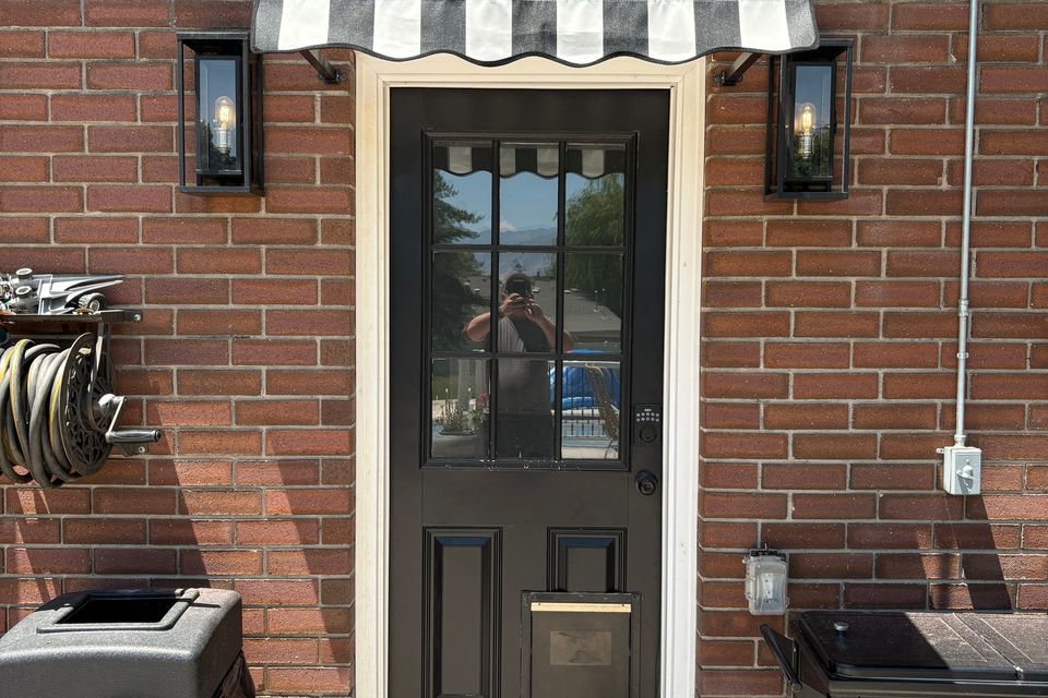 Door awning installation