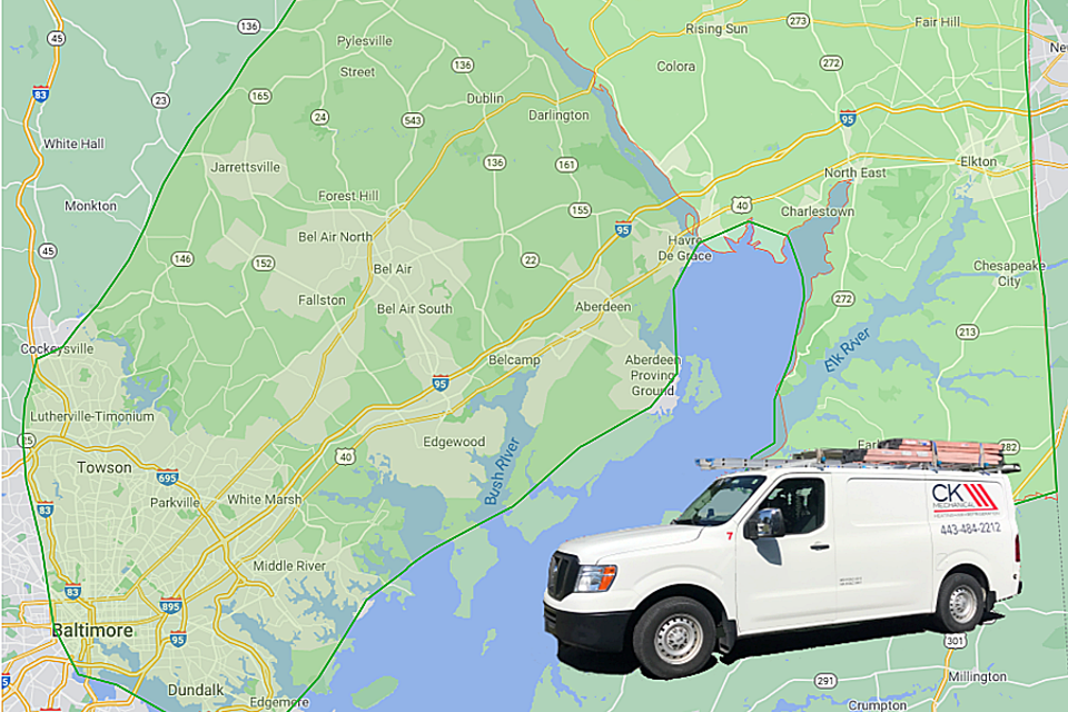 CK Mechanical Service Area Map